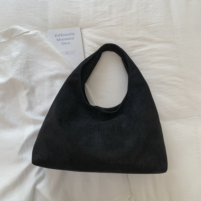 Solid Color PU Leather Bucket Underarm Bag For Women With Sewing Thread Detail, Perfect For Winter