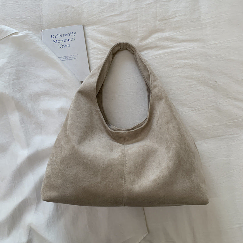 Solid Color PU Leather Bucket Underarm Bag For Women With Sewing Thread Detail, Perfect For Winter