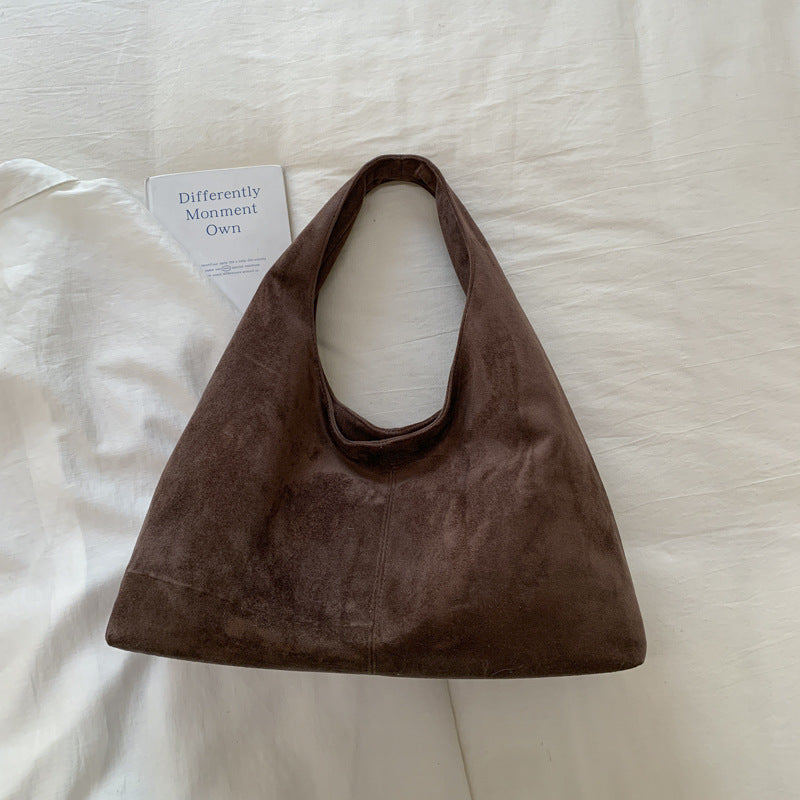 Solid Color PU Leather Bucket Underarm Bag For Women With Sewing Thread Detail, Perfect For Winter
