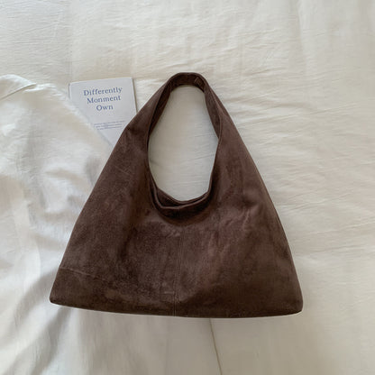 Solid Color PU Leather Bucket Underarm Bag For Women With Sewing Thread Detail, Perfect For Winter
