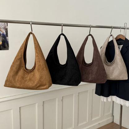 Solid Color PU Leather Bucket Underarm Bag For Women With Sewing Thread Detail, Perfect For Winter
