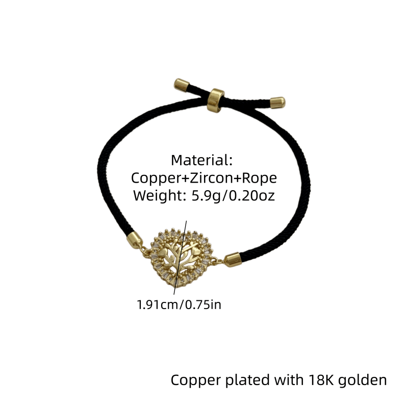 Geometric Waterproof Non Tarnish Bracelet For Women, Copper With 18K Real Gold Plated Electroplated Finish, Zircon Inlay, Box Chain