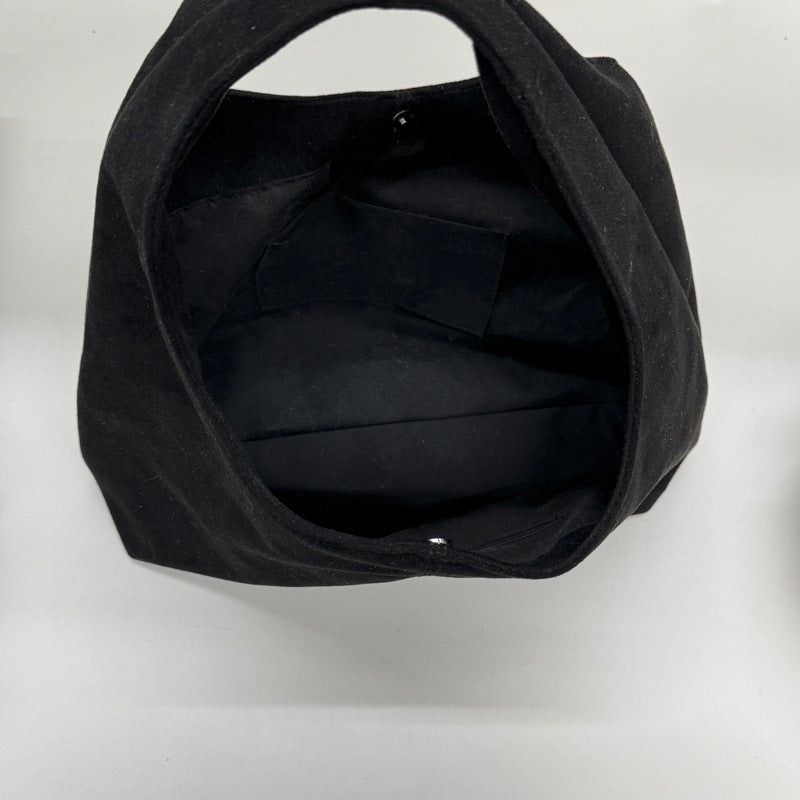 Solid Color PU Leather Bucket Underarm Bag For Women With Sewing Thread Detail, Perfect For Winter