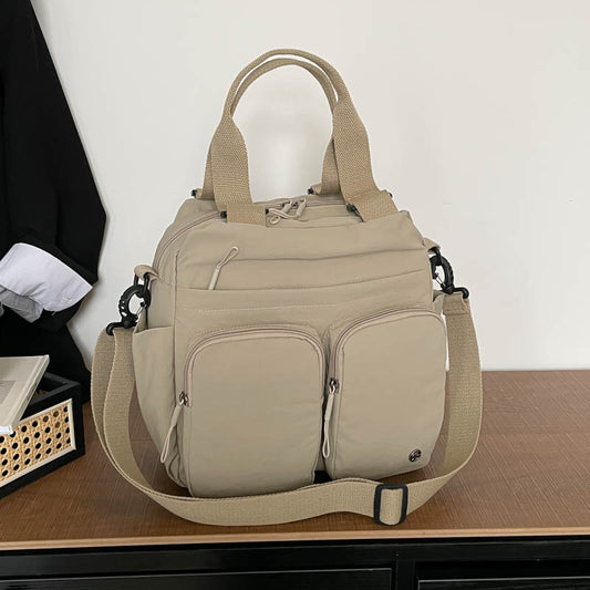 Unisex Square Tote Bag With Sewing Thread Design, Single Shoulder Strap, Large Capacity For Winter