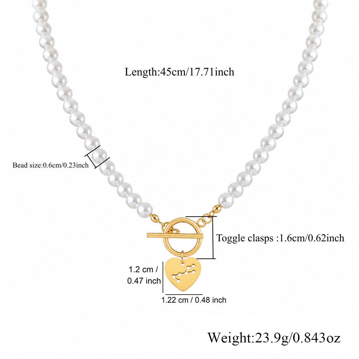 Constellation Pendant Necklace For Women With 18K Real Gold Plated 0.03µm Beaded Chain, 201 Stainless Steel, Waterproof Non Tarnish