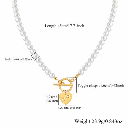 Constellation Pendant Necklace For Women With 18K Real Gold Plated 0.03µm Beaded Chain, 201 Stainless Steel, Waterproof Non Tarnish