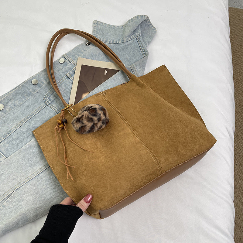 Solid Color Square Suede Underarm Bag For Women With Sewing Thread Detail And Single Shoulder Strap