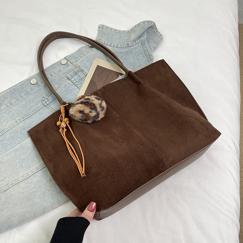 Solid Color Square Suede Underarm Bag For Women With Sewing Thread Detail And Single Shoulder Strap