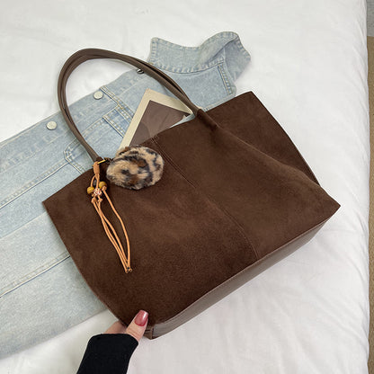 Solid Color Square Suede Underarm Bag For Women With Sewing Thread Detail And Single Shoulder Strap