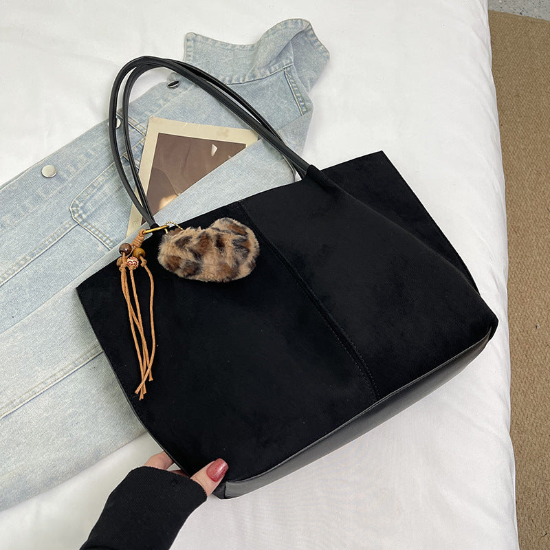 Solid Color Square Suede Underarm Bag For Women With Sewing Thread Detail And Single Shoulder Strap