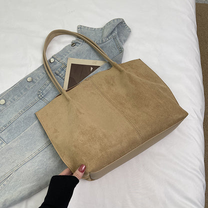 Solid Color Square Suede Underarm Bag For Women With Sewing Thread Detail And Single Shoulder Strap