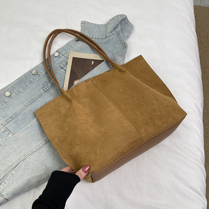 Solid Color Square Suede Underarm Bag For Women With Sewing Thread Detail And Single Shoulder Strap