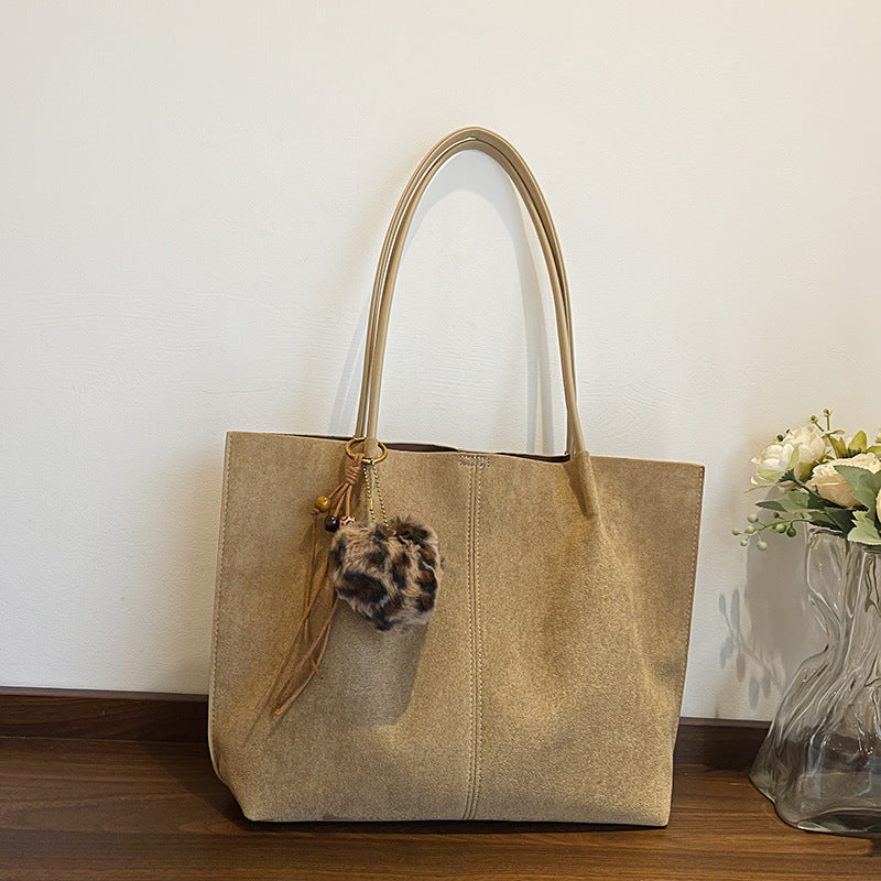 Solid Color Square Suede Underarm Bag For Women With Sewing Thread Detail And Single Shoulder Strap