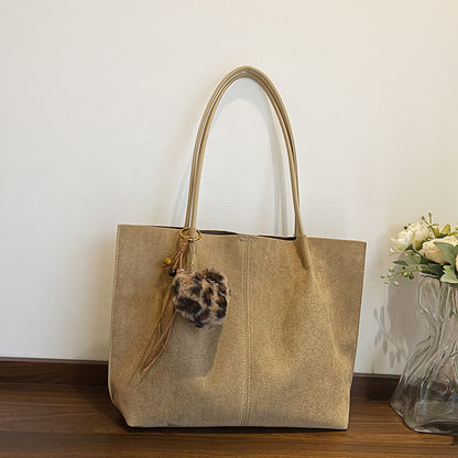 Solid Color Square Suede Underarm Bag For Women With Sewing Thread Detail And Single Shoulder Strap