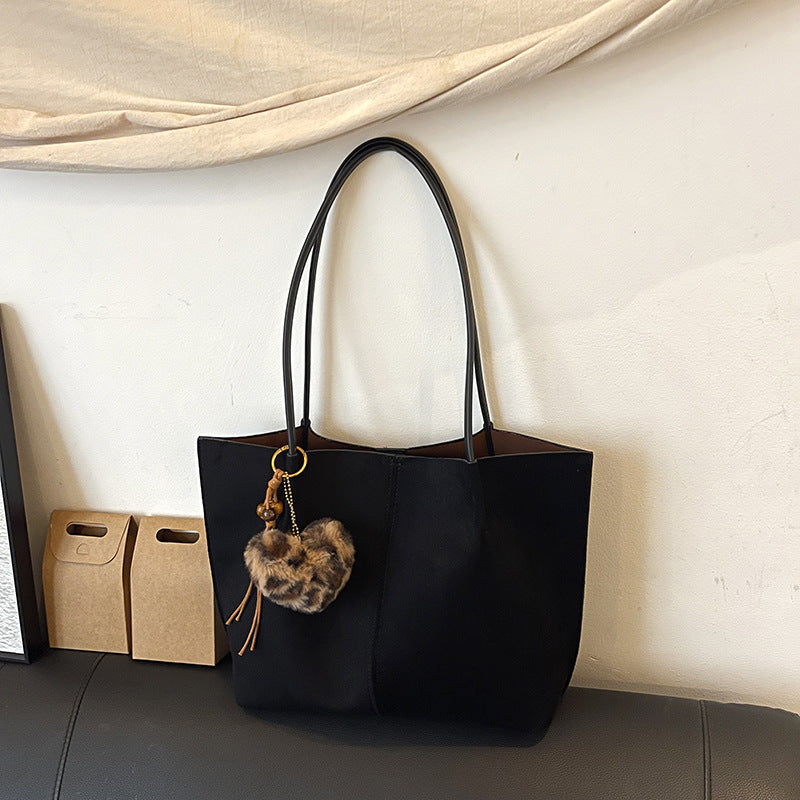 Solid Color Square Suede Underarm Bag For Women With Sewing Thread Detail And Single Shoulder Strap