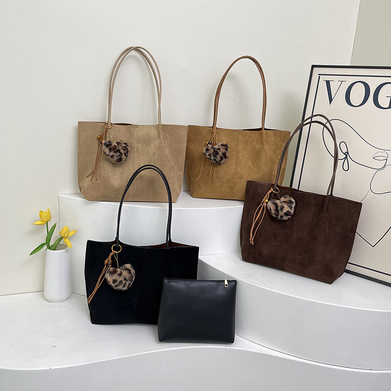 Solid Color Square Suede Underarm Bag For Women With Sewing Thread Detail And Single Shoulder Strap