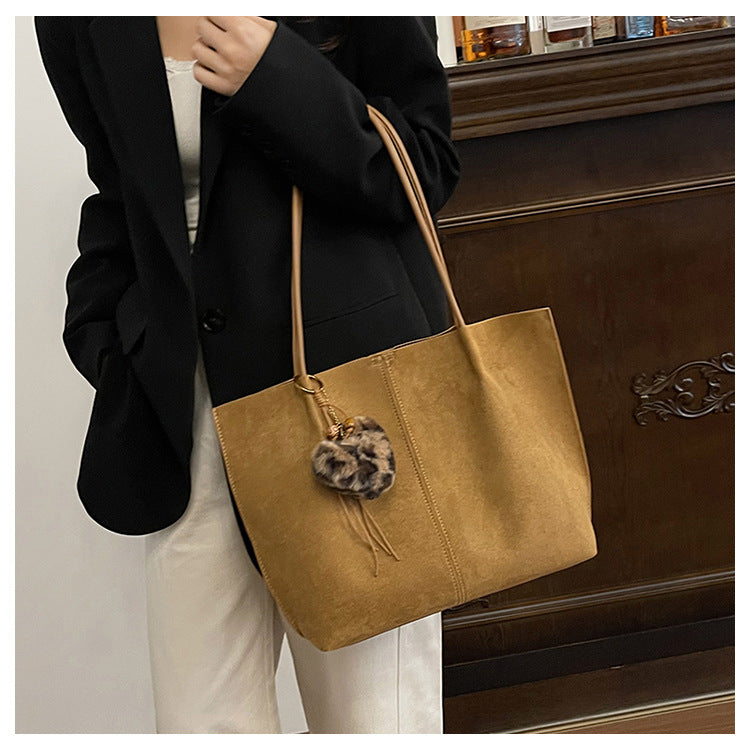 Solid Color Square Suede Underarm Bag For Women With Sewing Thread Detail And Single Shoulder Strap