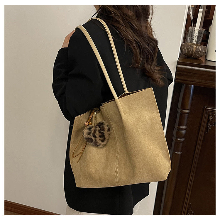 Solid Color Square Suede Underarm Bag For Women With Sewing Thread Detail And Single Shoulder Strap
