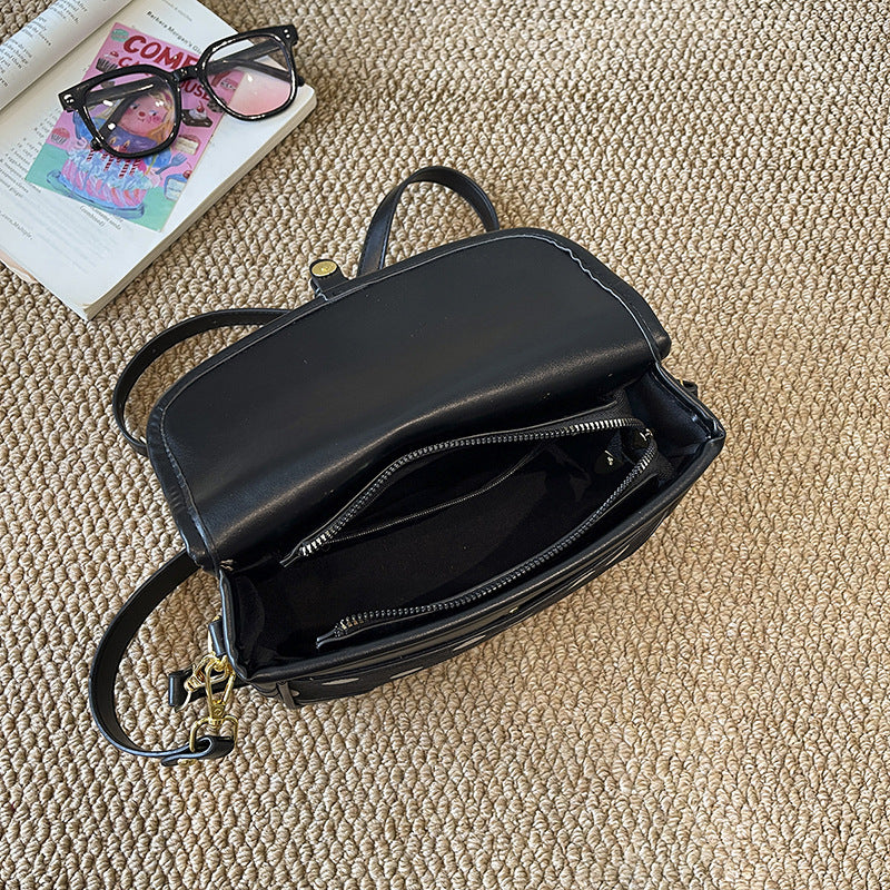 Women’s Square Crossbody Bag With Sewing Thread Detail, Single Shoulder Strap, Perfect For Autumn