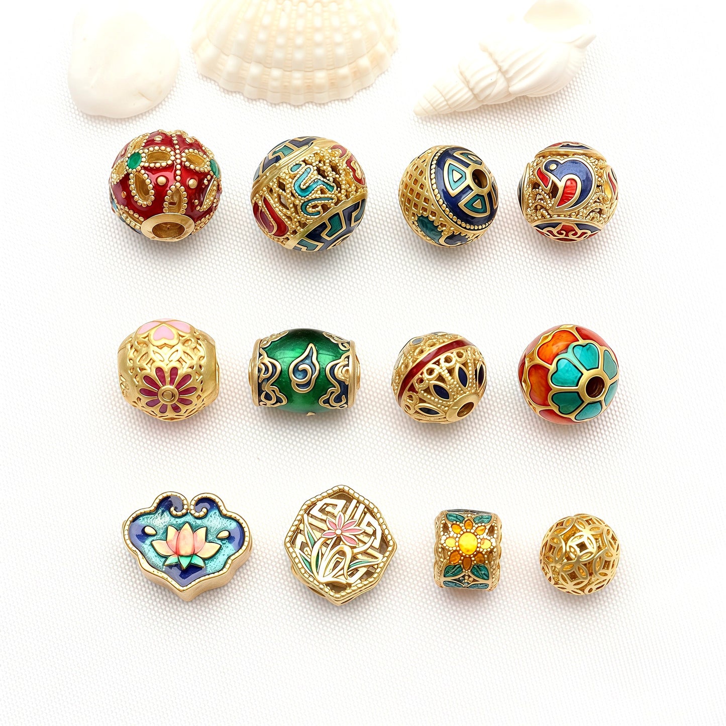 Copper Ball Spacer Bars With Enamel Craft In Gold Featuring Oil Dyeing For Jewelry Accessories