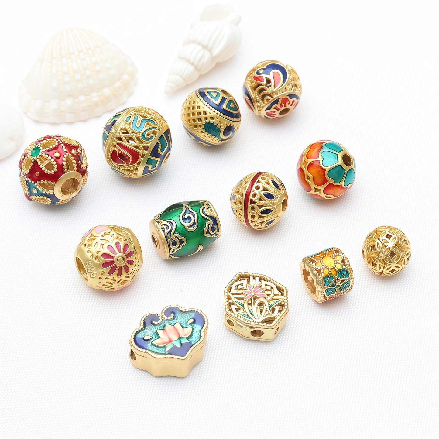 Copper Ball Spacer Bars With Enamel Craft In Gold Featuring Oil Dyeing For Jewelry Accessories