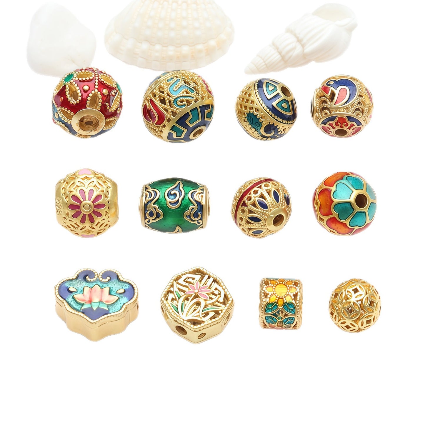 Copper Ball Spacer Bars With Enamel Craft In Gold Featuring Oil Dyeing For Jewelry Accessories