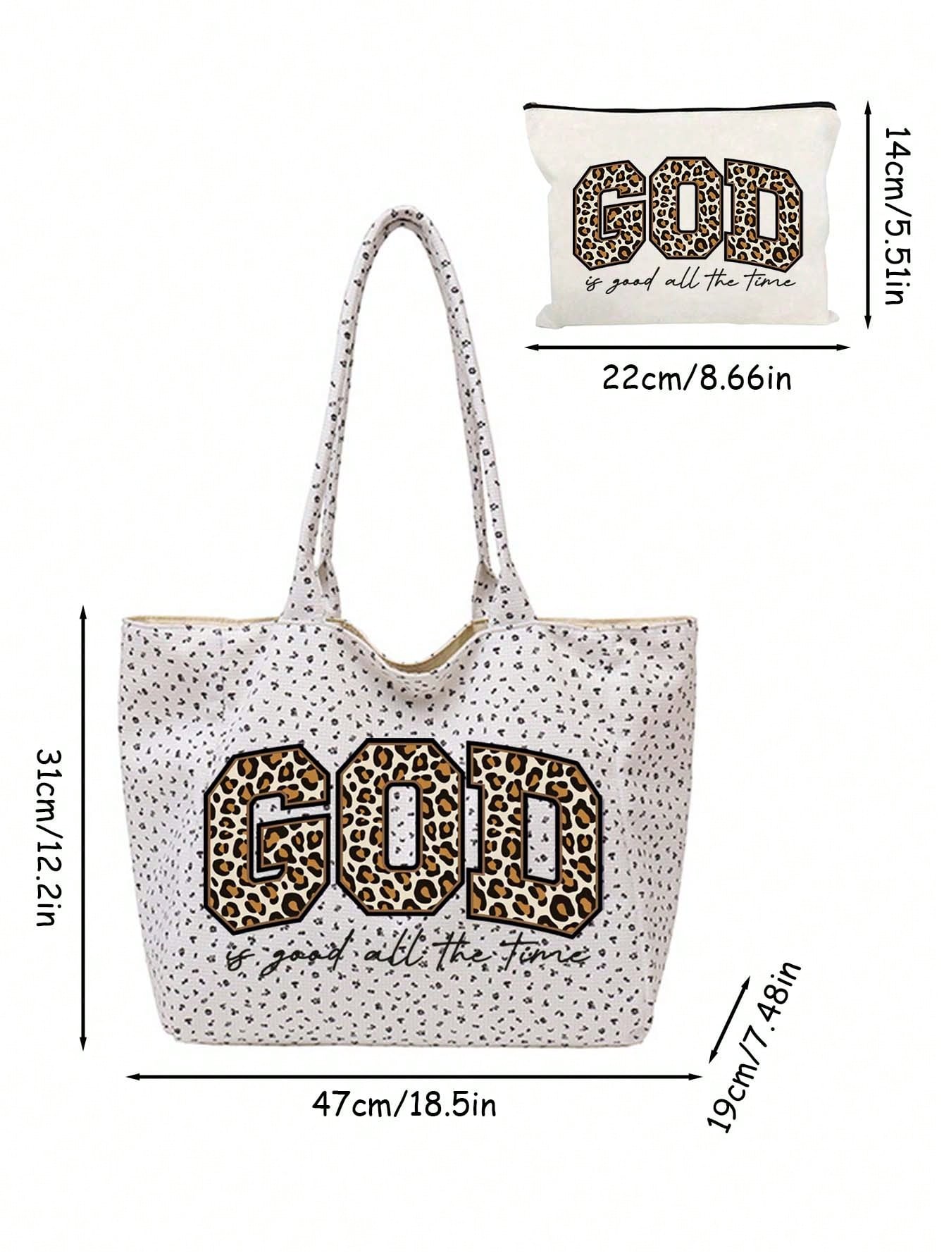 Unisex Square Polyester Shoulder Bag With Double Handle, Featuring Letter Pattern, Suitable For All Seasons