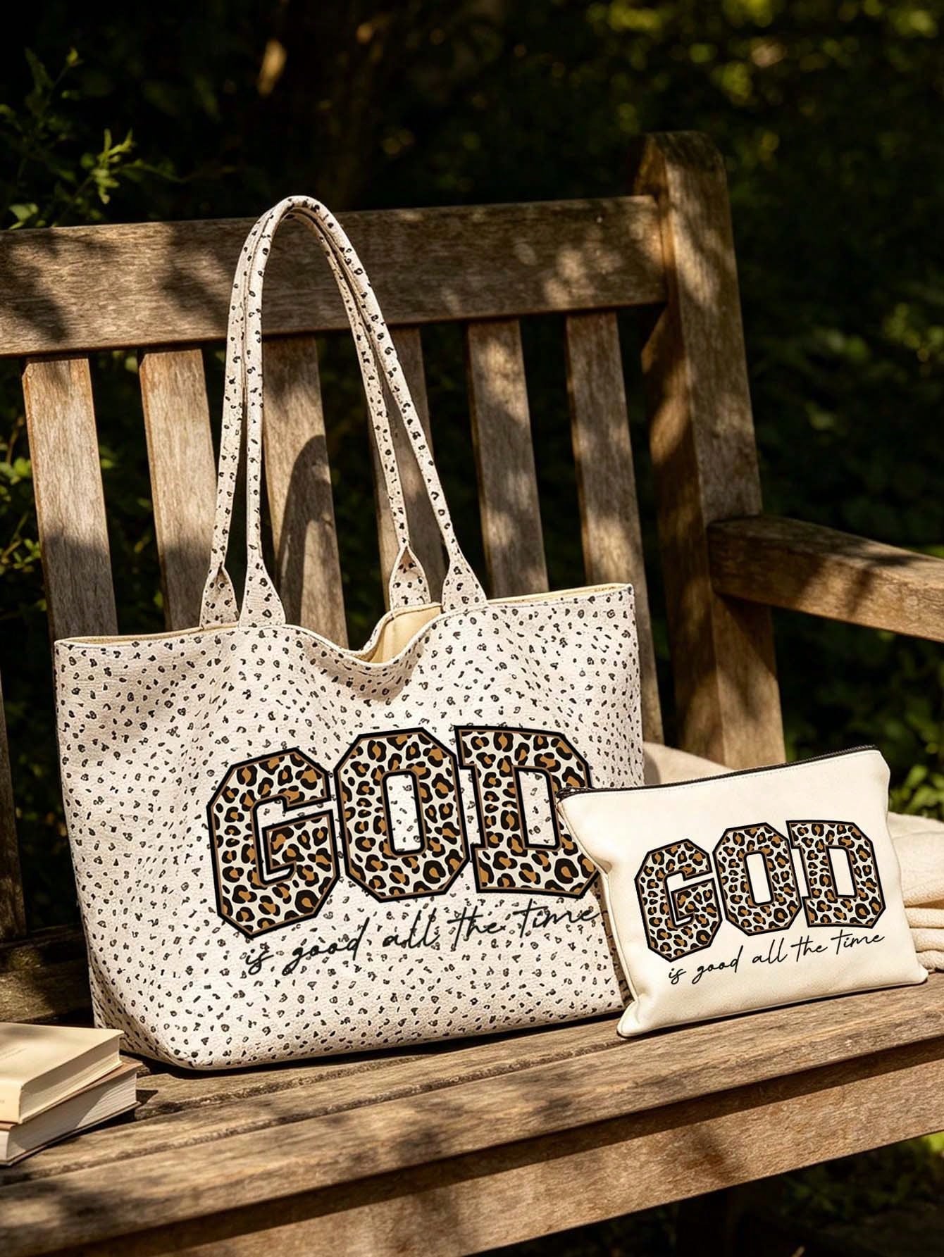 Unisex Square Polyester Shoulder Bag With Double Handle, Featuring Letter Pattern, Suitable For All Seasons
