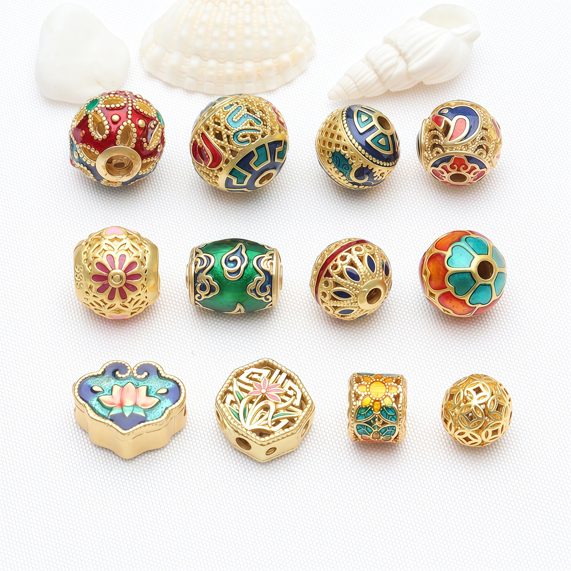 Copper Ball Spacer Bars With Enamel Craft In Gold Featuring Oil Dyeing For Jewelry Accessories
