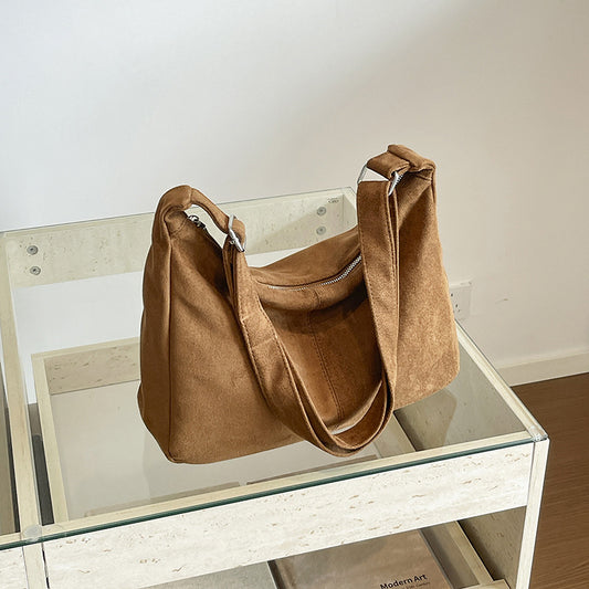 Women’s Square Tote Bag With Sewing Thread Detail, Large Capacity And Single Shoulder Strap