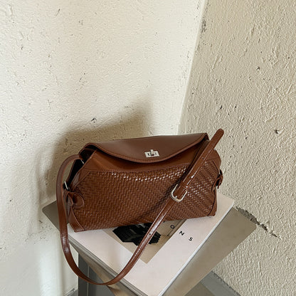 Women’s PU Leather Crossbody Bag In Pillow Shape With Braid Detail And Top Handle, Perfect For Autumn