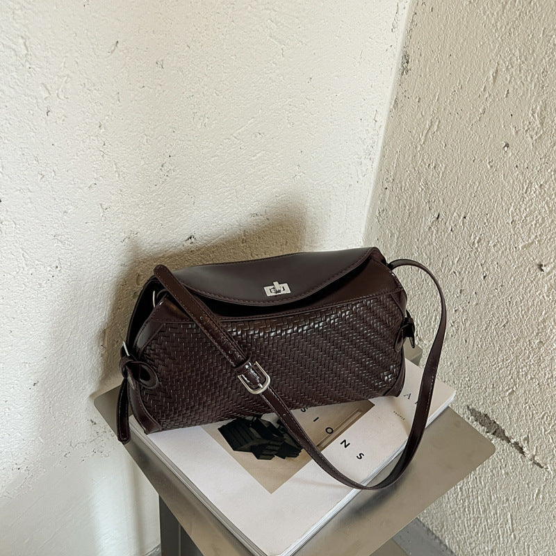 Women’s PU Leather Crossbody Bag In Pillow Shape With Braid Detail And Top Handle, Perfect For Autumn