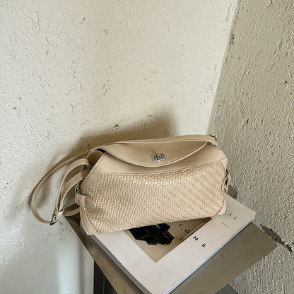 Women’s PU Leather Crossbody Bag In Pillow Shape With Braid Detail And Top Handle, Perfect For Autumn
