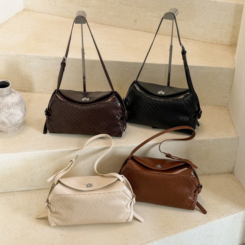 Women’s PU Leather Crossbody Bag In Pillow Shape With Braid Detail And Top Handle, Perfect For Autumn