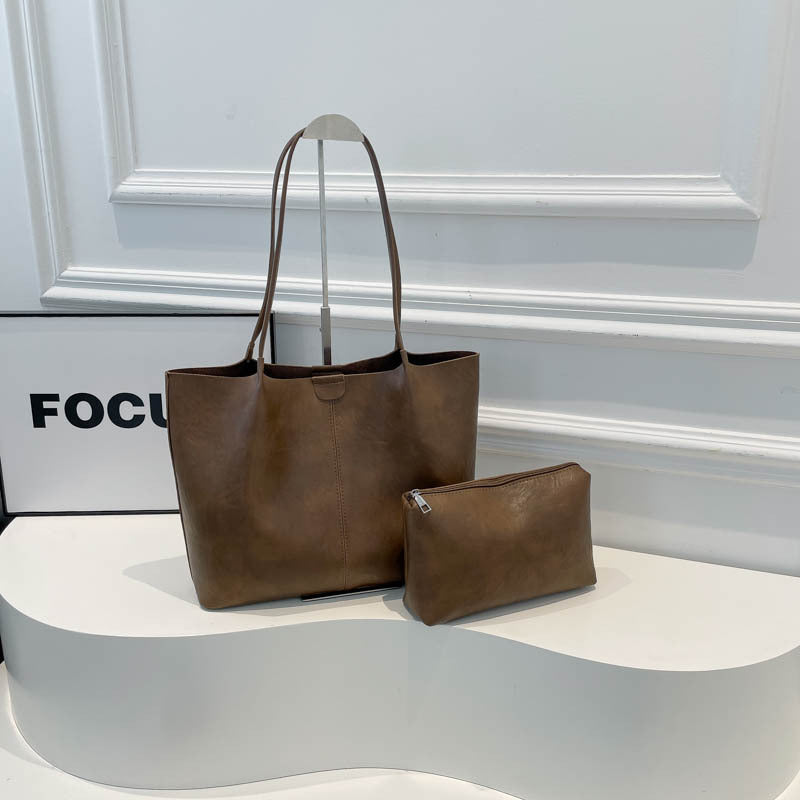 Square PU Leather Tote Bag For Women Featuring Sewing Thread Detail And Top Handle, Ideal For Autumn Use