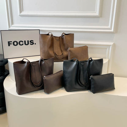 Square PU Leather Tote Bag For Women Featuring Sewing Thread Detail And Top Handle, Ideal For Autumn Use