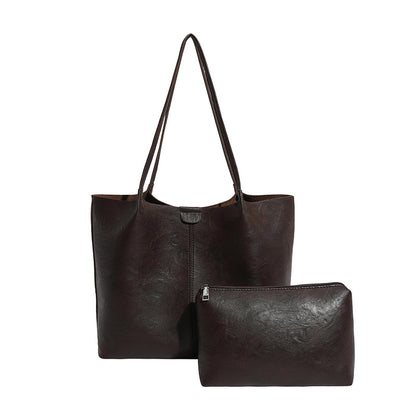 Square PU Leather Tote Bag For Women Featuring Sewing Thread Detail And Top Handle, Ideal For Autumn Use