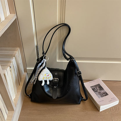 Women’s Square Splicing Tote Bag In PU Leather Featuring Sewing Thread Design, Perfect For Autumn