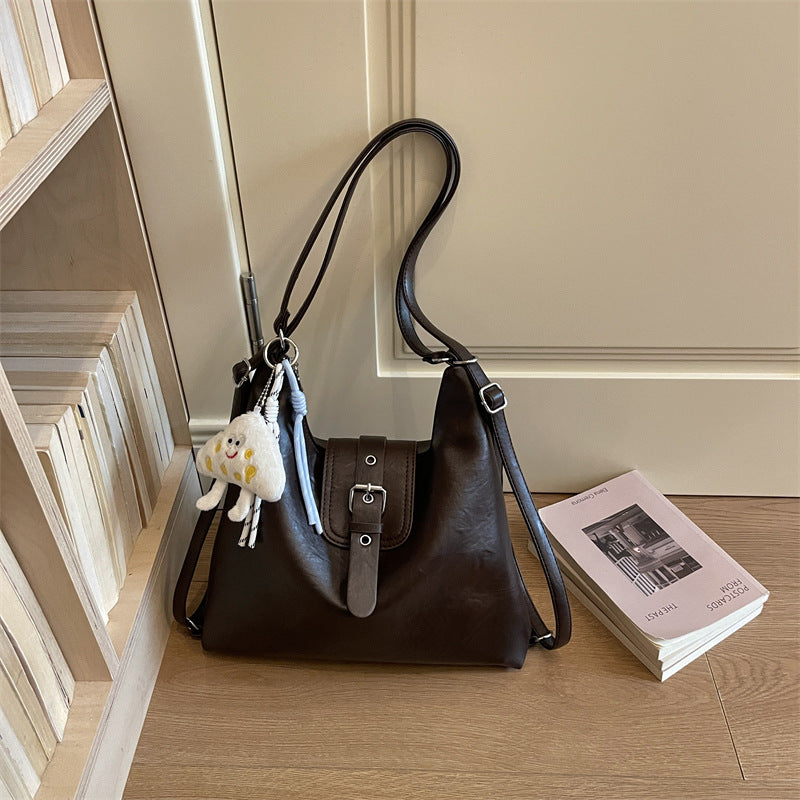 Women’s Square Splicing Tote Bag In PU Leather Featuring Sewing Thread Design, Perfect For Autumn