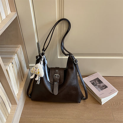 Women’s Square Splicing Tote Bag In PU Leather Featuring Sewing Thread Design, Perfect For Autumn