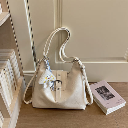 Women’s Square Splicing Tote Bag In PU Leather Featuring Sewing Thread Design, Perfect For Autumn