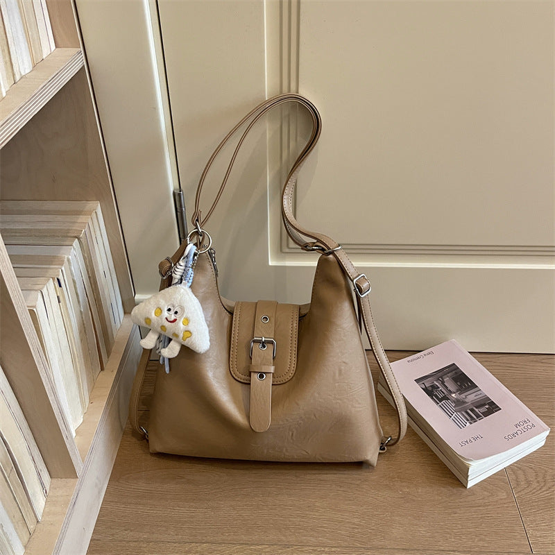 Women’s Square Splicing Tote Bag In PU Leather Featuring Sewing Thread Design, Perfect For Autumn