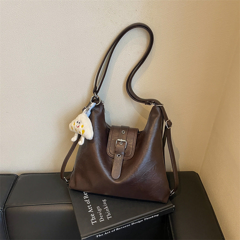Women’s Square Splicing Tote Bag In PU Leather Featuring Sewing Thread Design, Perfect For Autumn