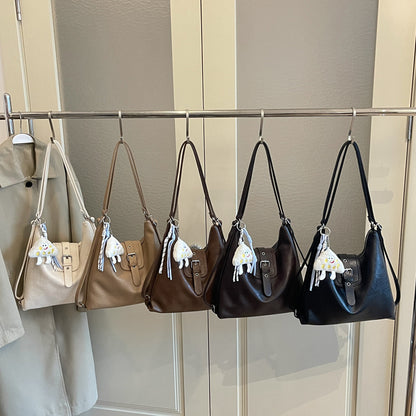 Women’s Square Splicing Tote Bag In PU Leather Featuring Sewing Thread Design, Perfect For Autumn