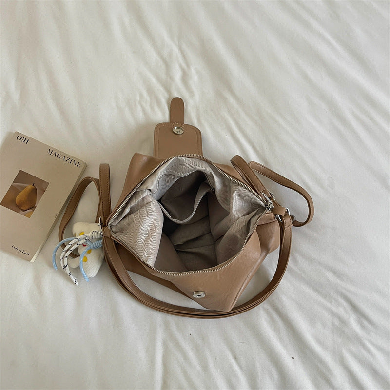 Women’s Square Splicing Tote Bag In PU Leather Featuring Sewing Thread Design, Perfect For Autumn