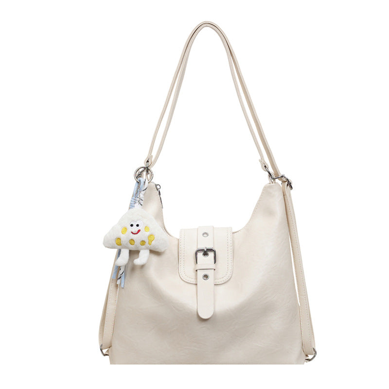 Women’s Square Splicing Tote Bag In PU Leather Featuring Sewing Thread Design, Perfect For Autumn