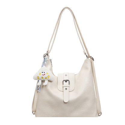 Women’s Square Splicing Tote Bag In PU Leather Featuring Sewing Thread Design, Perfect For Autumn