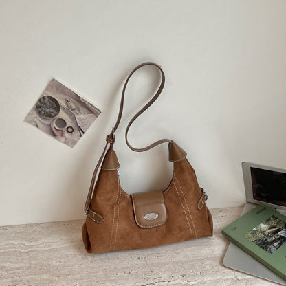 Square Splicing Shoulder Bag In PU Leather Featuring Sewing Thread, Single Shoulder Strap Designed For Autumn