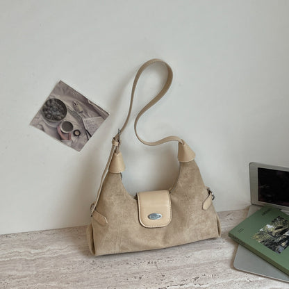 Square Splicing Shoulder Bag In PU Leather Featuring Sewing Thread, Single Shoulder Strap Designed For Autumn