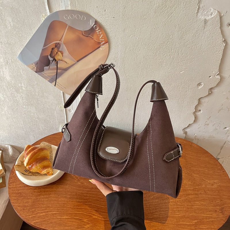 Square Splicing Shoulder Bag In PU Leather Featuring Sewing Thread, Single Shoulder Strap Designed For Autumn